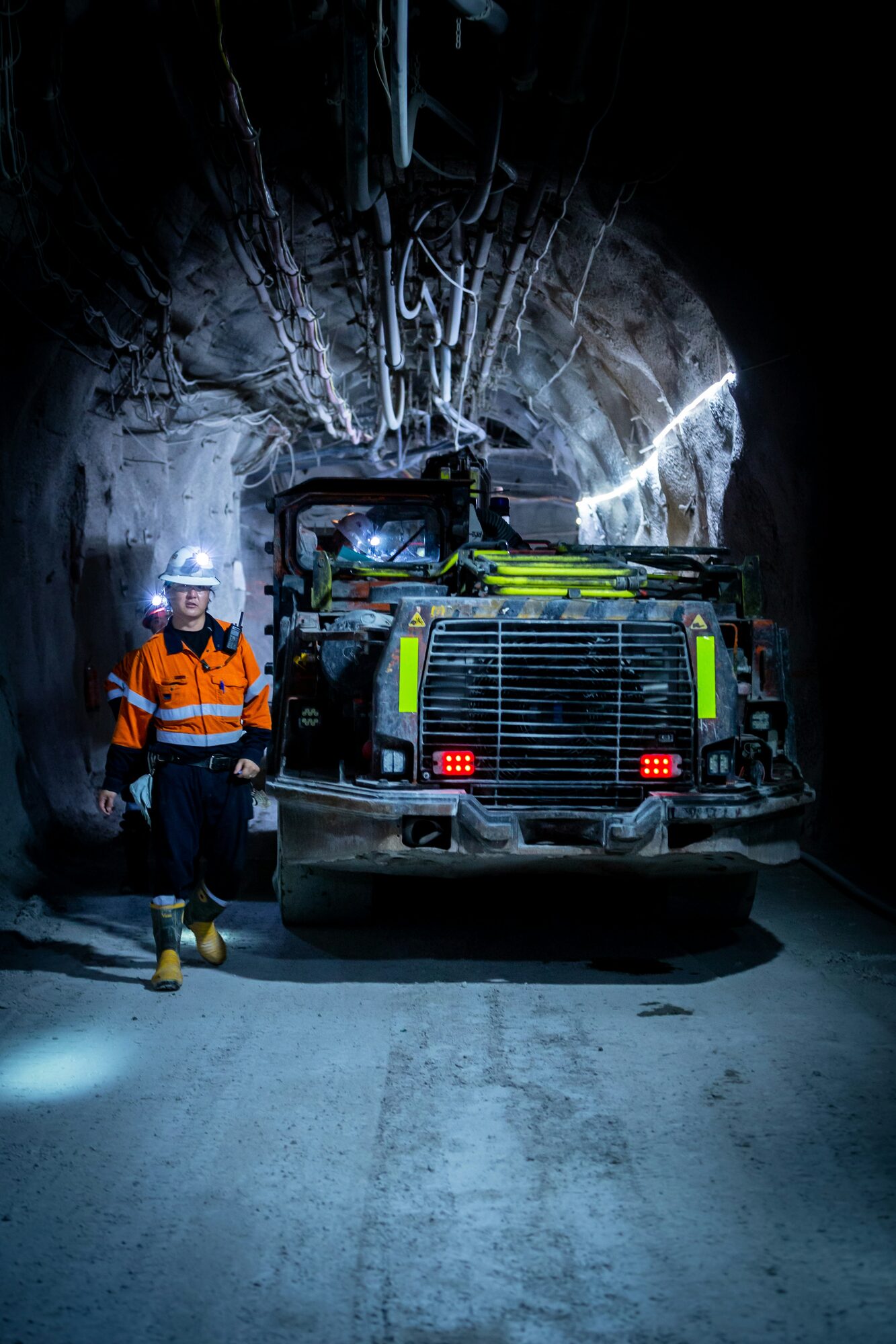 Worker underground at a mine