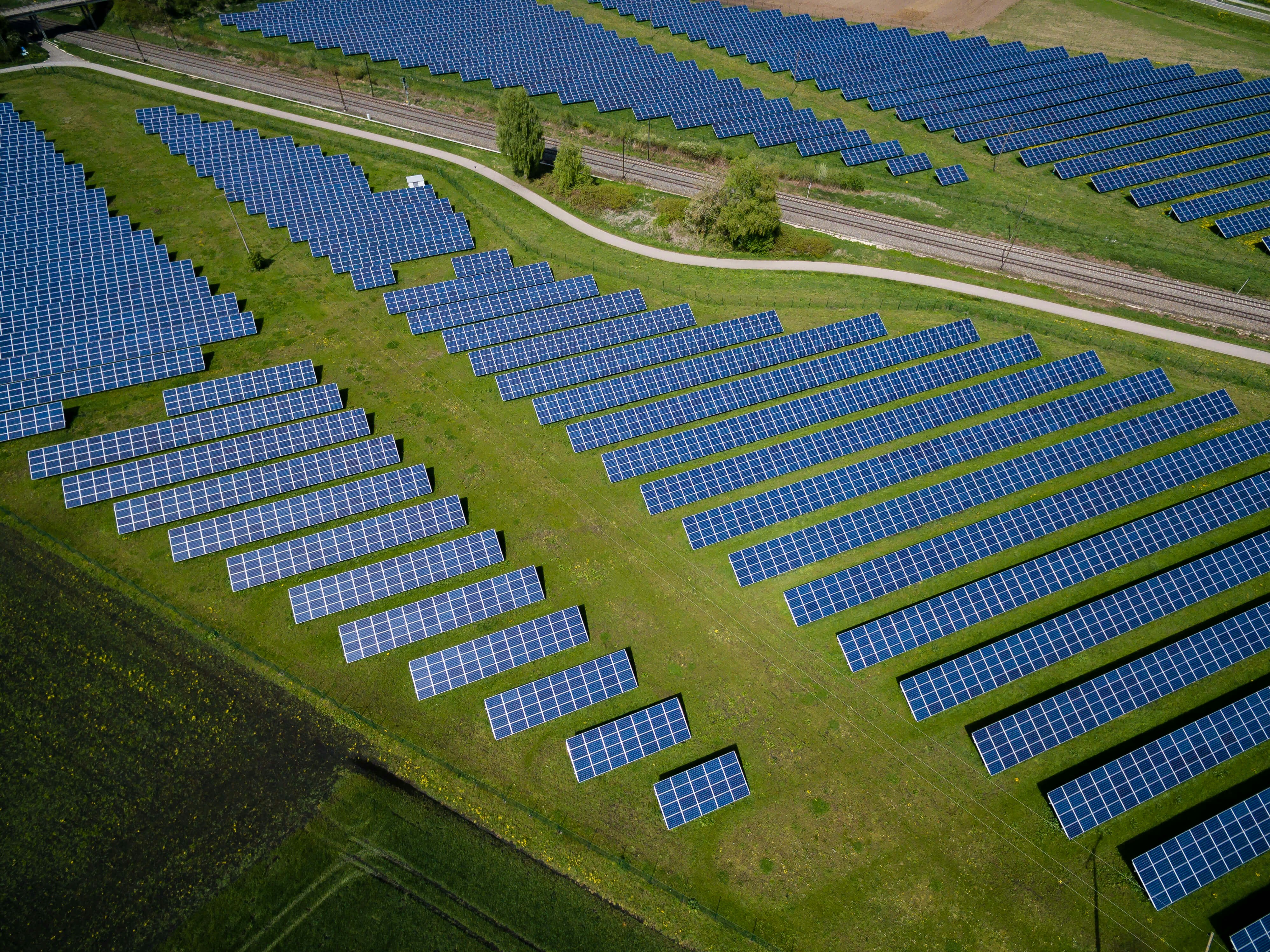 Aerial view of an industrial solar site